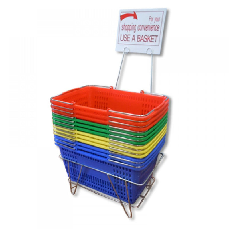 Jumbo Shopping Baskets with Stands & Sign - 12 Pc Set